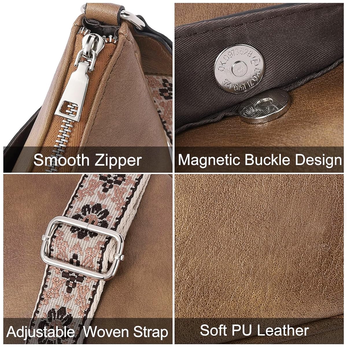 PALAY Women Satchel Bag Fashion PU Solid Brown Crossbody Bag Sling Bag Shoulder Bag with Woven Embossed Shoulder Strap Casual Daily Satchel Bag PALAY Women Satchel Bag Fashion PU Solid Brown Crossbody Bag Sling Bag Shoulder Bag with Woven Embossed Shoulder Strap Casual Daily Satchel Bag